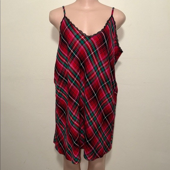 Victoria’s Secret Red Plaid V-Neck Slip Dress plus size XXL - Picture 1 of 6